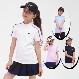 Pgm เสื้อผ้าเด็ก เสื้อผ้ากอล์ฟ ใหม่ เด็กผู้หญิง แขนสั้น เสื้อยืด ฤดูร้อน วัยรุ่น กีฬา เสื้อผ้าเด็ก