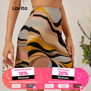 ภาพขนาดย่อของภาพหน้าปกสินค้าLovito กระโปรงทรงตรง พิมพ์ลายคลื่น สไตล์ลำลอง สำหรับฤดูร้อน L18D068 (สีสัน) จากร้าน lovito.th บน Shopee