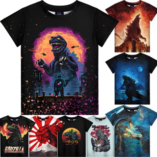 เสื้อยืด พิมพ์ลาย Godzilla Sci-Fi Monster แฟชั่นสําหรับเด็กผู้ชาย