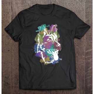 ○﹍▨German Shepherd Dog Watercolor Print T Shirt Basketball Golf Wear T-Shirts Shirts For Men Golf We_02