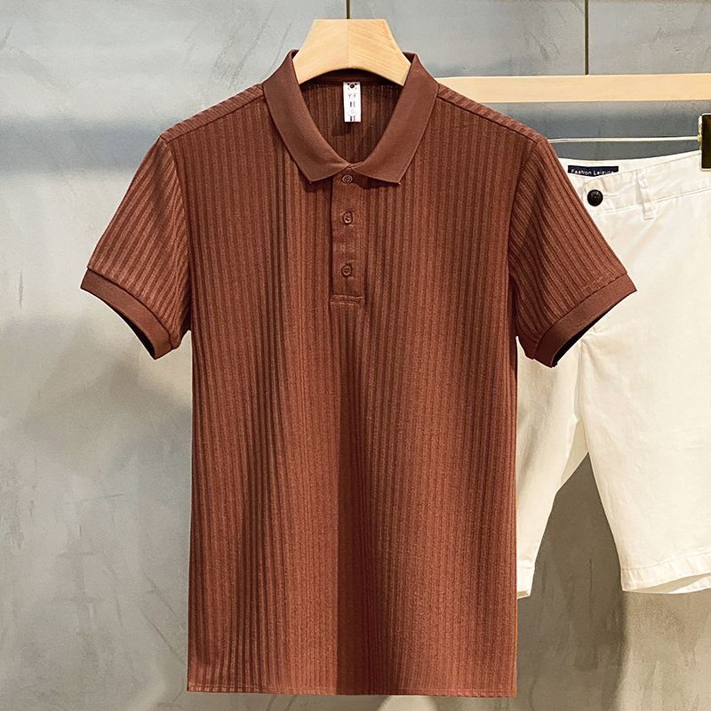 เสื้อยืดโปโลลําลอง-คอปก-เข้ารูป-แฟชั่นฤดูร้อน-สําหรับผู้ชาย