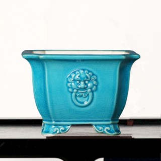 Jingdezhen กระถางดอกไม้เซรามิค ทรงสี่เหลี่ยม สไตล์จีนดั้งเดิม คลาสสิก สีสันสดใส