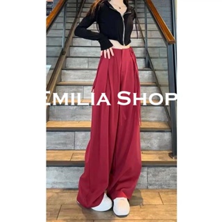EMILIA SHOP กางเกง กางเกงขายาว สบาย เหมาะสําหรับฤดูร้อน เสื้อผ้าแฟชั่นผู้หญิงA29L001 0228