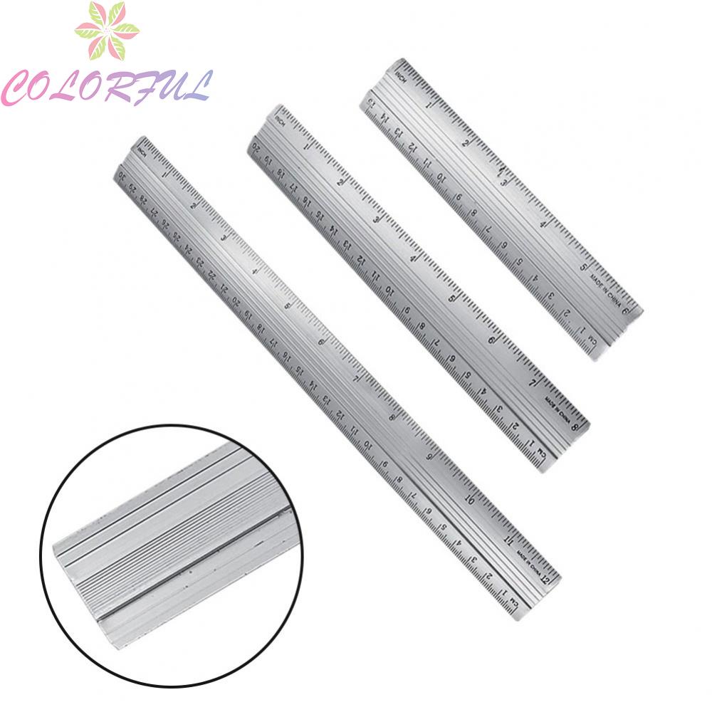 colorful-ruler-straight-ruler-aluminum-alloy-dual-scale-silver-dual-scale-ruler