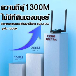 ภาพขนาดย่อของภาพหน้าปกสินค้าระยะรับสัญญาณ 1,000 เมตร ตัวรับ WIFI USB Speed1300Mbps ตัวรับสัญญาณ wifi 5G ตัวรับ wifi USB3.0 Dual Band จากร้าน c57tkob7s_ บน Shopee ภาพที่ 2