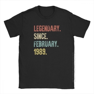 Cotton T-Shirt Retro Vintage 30th Birthday Legendary Since February 1989 Novelty T Shirt For Men Short Sleeves Clot_03