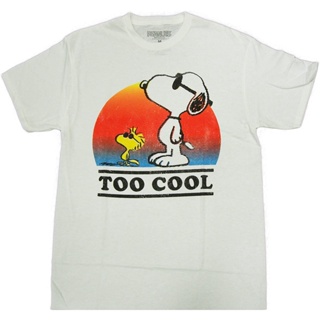 เสื้อ ยืด ราคา ส่ง Peanuts Mens Snoopy And Woodstock Too Cool T-Shirt men เสื้อ ยืด ผู้ชาย คอกลม โอเวอร์ ไซส