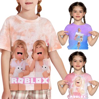 เสื้อยืด พิมพ์ลาย ROBLOX แฟชั่นฤดูร้อน สําหรับเด็กผู้หญิง อายุ 3-13 ปี