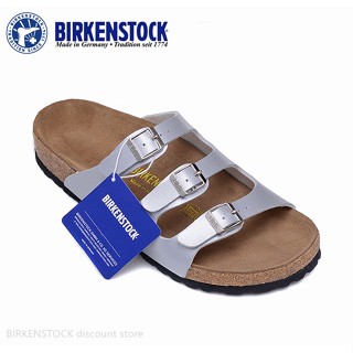 【Original】Birkenstock Florida Men/Women Classic Cork Silver Snakeskin Slippers 34-46