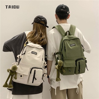 Taidu [ไม่มีจี้] กระเป๋าเป้สะพายหลัง กระเป๋านักเรียน ความจุสูง สไตล์เกาหลี เรียบง่าย สําหรับเดินทาง ไปเรียน