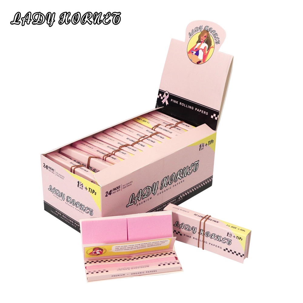 กระดาษโรล-lady-hornet-1-size-24-booklet-แท้-ยกกล่อง-24-เล่ม-ขนาด-78mm-กระดาษโรลออแกนิกพร้อมก้นกรอง
