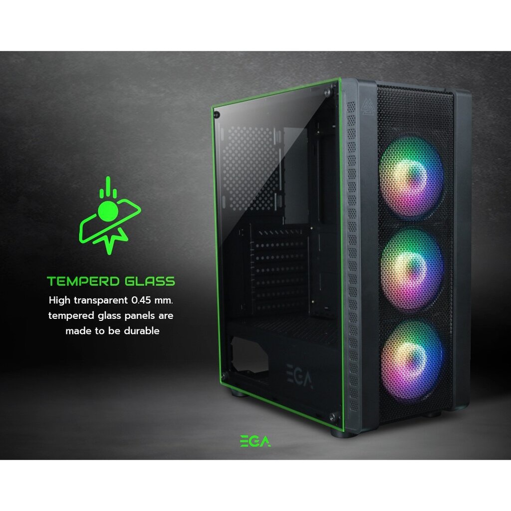 🛵มีส่งด่วน💨 EGA TYPE C3 เคส GAMING PC CASE BLACK/WHITE แถมพัดลม ARGB 3 ...