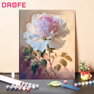 Drofe กรอบรูป 40 * 50 ซม. DIY ระบายสีตามตัวเลข ชุดดอกกุหลาบ โมเดิร์น บ้าน ภาพศิลปะ ภาพวาดดอกไม้ ตามตัวเลข ของขวัญวาเลนไทน์