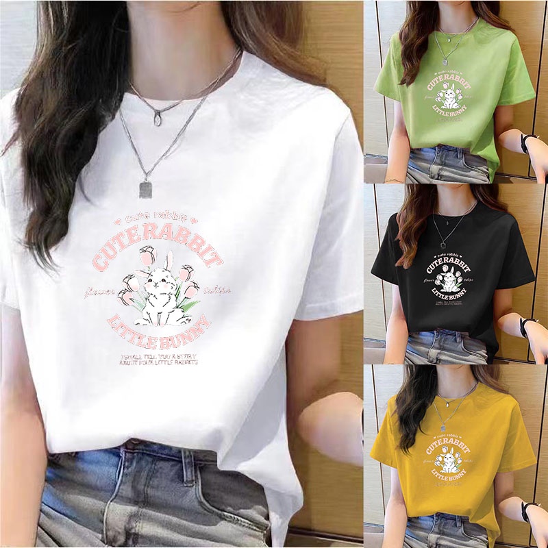 ใหม่-เสื้อยืดคอกลม-แขนสั้น-พิมพ์ลายการ์ตูน-ทรงหลวม-สีแดง-แฟชั่นสไตล์เกาหลี-สําหรับผู้หญิง-2023