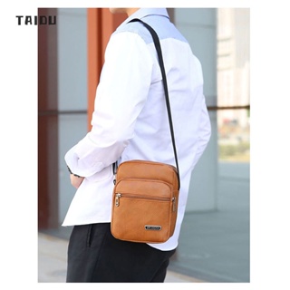 TAIDU ใหม่ PU Mens Bag Fashion Messenger Bag กระเป๋าเอกสารธุรกิจของผู้ชาย เกาหลีสบายๆ ความจุสูง