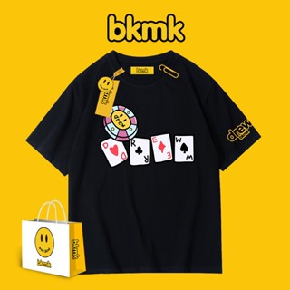 Drew-bkmk เสื้อยืดแขนสั้น พิมพ์ลายไพ่โป๊กเกอร์หน้ายิ้ม ทรงหลวม แฟชั่นฤดูใบไม้ผลิ และฤดูร้อน สําหรับผู้ชาย และผู้หญิ_01