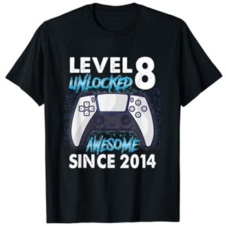 8th Birthday Gift Boys Level 8 Unlocked Awesome 2014 Gamer T-Shirt_03