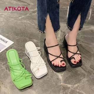 Atikota รองเท้าส้นสูง กันลื่น สวมใส่สบาย เหมาะกับใส่กลางแจ้ง แฟชั่นฤดูร้อน