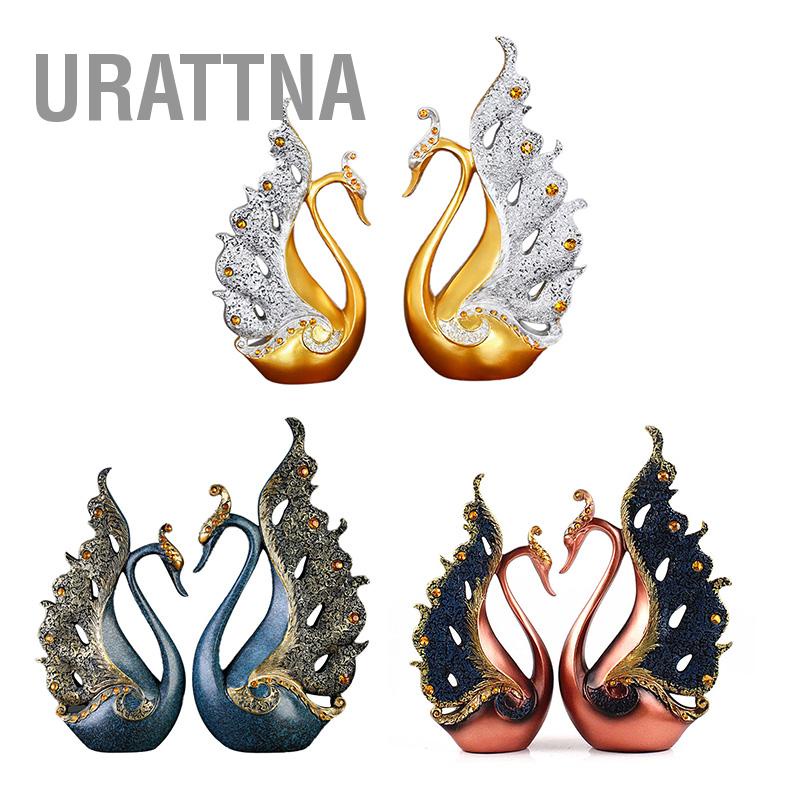 urattna-2-ชิ้นเครื่องประดับนกยูงเรซิ่นธรรมชาติเดสก์ท็อปประติมากรรมนกยูงสำหรับตู้ไวน์ตู้ทีวีบ้าน