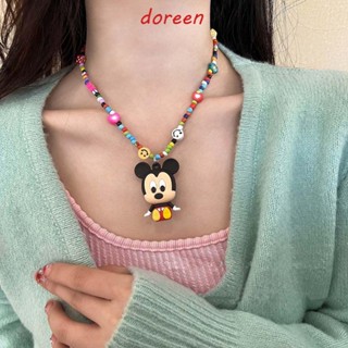 Doreen เกาหลี จี้สร้อยคอ การ์ตูนวินเทจ มิกกี้เมาส์ สีลูกกวาด อารมณ์ ปรับได้ หน้ายิ้ม สร้อยคอ