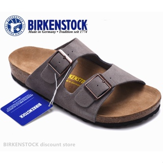 【Original】Birkenstock Arizona Mens/Female Classic Cork Anti-fur Grey Slippers Beach Casual Shoes 34-46