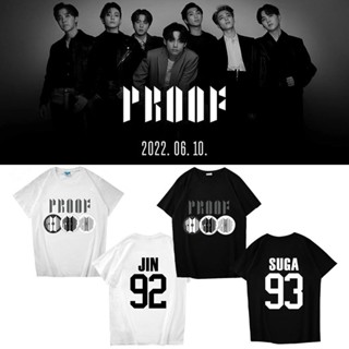  ใหม่เอี่ยมเสื้อยืดลําลอง แขนสั้น พิมพ์ลาย Kpop BTS PROOF V JIMIN แฟชั่นฤดูร้อน สําหรับผู้ชาย และผู้หญิง เสื้อยืดแขน