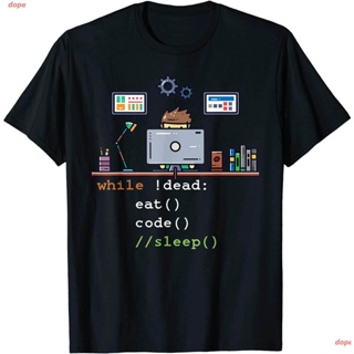 2023(เตรียมจัดส่ง) เสื้อยืดพิมพ์ลายพรีเมี่ยม 【cotton Tshirts】dope นักเขียนโปรแกรม Computer Science Python Programmer Eat