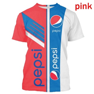 เสื้อยืดแขนสั้น พิมพ์ลาย Pepsi Cola 3 มิติ ระบายอากาศ แฟชั่นฤดูร้อน