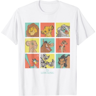ผ้าฝ้ายคอกลมDisney เสื้อยืด พิมพ์ลาย The Lion King Characters 90s Grid สําหรับผู้ชาย และผู้หญิงfrom S-4XL_05