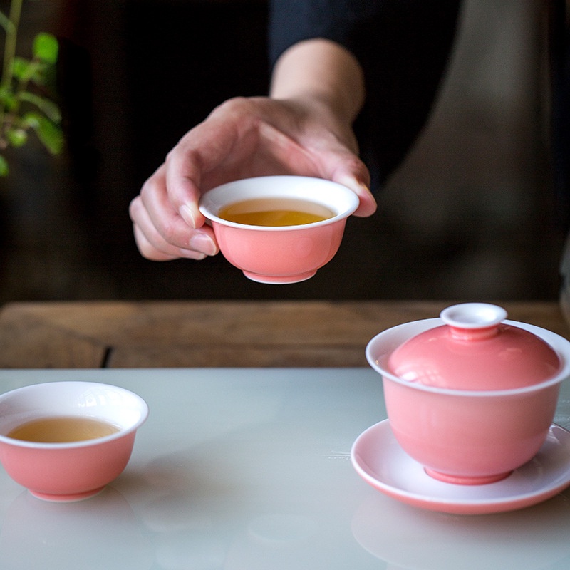 a037-ถ้วยชาเซรามิค-ขนาดเล็ก-สีชมพู-สําหรับครัวเรือน