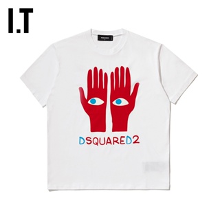 Dsquared2 ใหม่ เสื้อยืดแขนสั้น คอกลม พิมพ์ลายฝ่ามือ แฟชั่นสตรีท สําหรับผู้ชาย 03400MJ