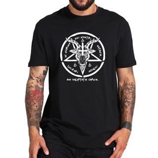 เสื้อยืดแขนสั้น คอกลม ผ้าฝ้าย 100% พิมพ์ลาย Sigil Of Satan Occult ไซซ์ EU สําหรับผู้ชาย_04