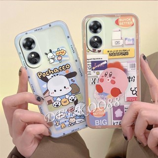เคสโทรศัพท์มือถือแบบนิ่ม TPU ลายการ์ตูนสุนัขน่ารัก สีชมพู ฟ้า สําหรับ OPPO Reno8 T Reno7 Z Pro A78 A17K A17 A77S A77 A57 A76 A96 5G 4G Reno 8 8T 8Z 8Pro 7 7Z 7Pro