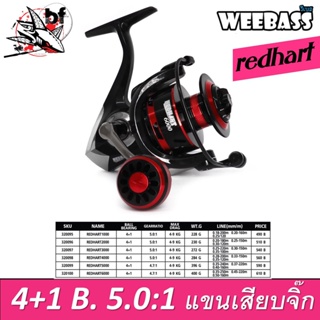 รอกสปินนิ่ง KUSA Redhart by Weebass สปูนโละ 4+1 ลูกปืน 5.0.1 แขนเสียบ มือหมุนกลม รอกตกปลา💥💥