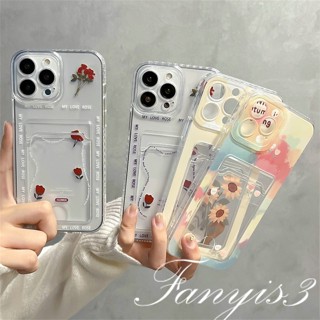 เคสโทรศัพท์มือถือแบบนิ่ม TPU ลายดอกทานตะวัน ดอกกุหลาบ พร้อมช่องใส่บัตร สําหรับ Samsung A14 A54 A34 A04E A04 A04s A12 A13 A23 A03 A33 A53 A73 M23 A03s A02 A52 A52s A22 A51 A71 A50s A30s A30