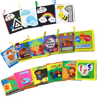 หนังสือผ้านุ่ม เพื่อการเรียนรู้เด็กทารกแรกเกิด 16 รูปแบบ หนังสือภาษาอังกฤษ เพื่อการศึกษา ของเล่น เด็กวัยหัดเดิน หนังสือเสียงรัสเซิล