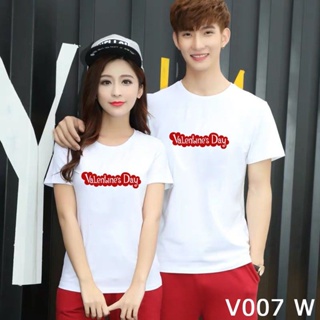 เสื้อยืดผู้ STOK SEDIA VALENTINES DAY V007 UNISEX COUPLE T-SHIRT PLUS SIZE COTTON TOP CAL SPORT CLOTHING เสื้อยืด S-5XL