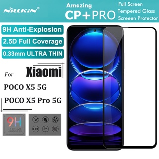Nillkin กระจกนิรภัยกันรอยหน้าจอ 9H 2.5D HD 9H 0.33 มม. สีดํา สําหรับ Xiaomi POCO X5 Pro 5G