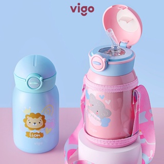 VIGO กระติกน้ำเด็ก พร้อมสายคล้อง วัสดุสแตนเลสเก็บอุณหภูมิ 420ml สำหรับเด็กไป รร Water Bottle for school kids รุ่นB0G1165