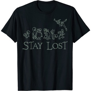 Disney Peter Pan Lost Boys Stay Lost Green Outline Cotton T-shirt for Men and Women Tee Shirts Adult_03