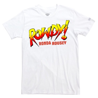 เสื้อยืดแขนสั้น คอกลม พิมพ์ลาย Rowdy Ronda Rousey WW ufc สีแดง สไตล์อังกฤษ สําหรับผู้ชาย