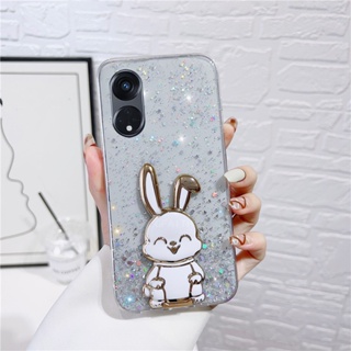 เคสโทรศัพท์มือถือนิ่ม แบบใส ลายกระต่าย ประดับกลิตเตอร์ สําหรับ OPPO A98 5G OPPOA98 2023