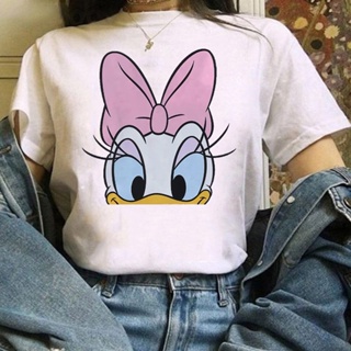 Disney Fashion Cute Daisy Duck Cartoon Print Casual Women T-Shirt O-Neck_03
