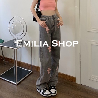 EMILIA SHOP กางเกงขายาว กางเกงเอวสูง กางเกงขายาวผู้หญิงA23L072