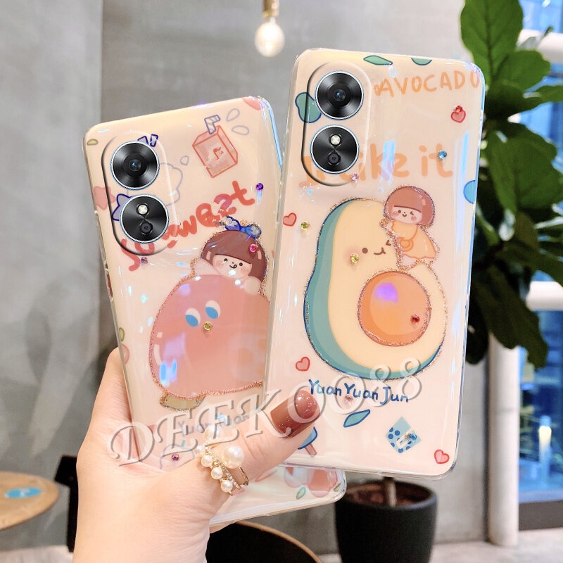 ใหม่-เคสโทรศัพท์มือถือนิ่ม-ปิดด้านหลัง-ลายการ์ตูนอะโวคาโด-พีช-ประดับกลิตเตอร์-พลอยเทียม-วิบวับ-สําหรับ-oppo-reno8-t-a78-5g-4g-2023-reno-8-8t-reno8t-oppoa78