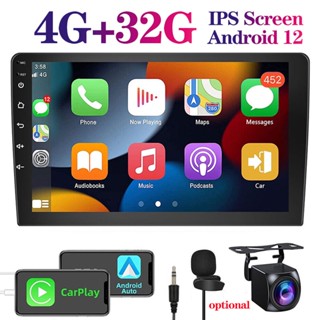 [4G+32G Built In Carplay&amp;Android Auto] เครื่องเล่น 2Din 9/10 นิ้ว Android 12 รองรับ GPS WIFI BT RDS FM Android สําหรับรถยนต์