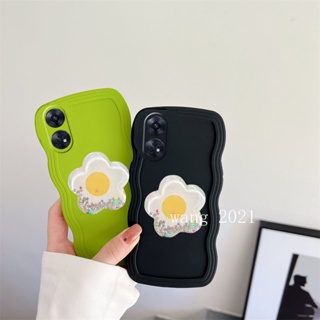 Phone Case OPPO Reno8 T 8T Reno 8 T A78 5G เคส Simple Solid Color Big Waves Casing with Meteor Flowers Bracket Soft Cover เคสโทรศัพท