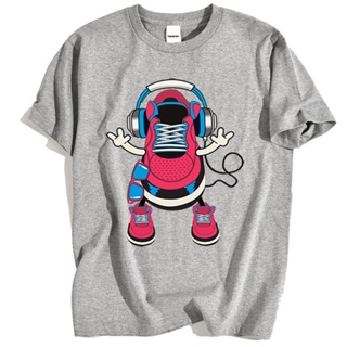 Cotton T-Shirt Personality Sneakers Print Pattern Mens Cartoon Casual Tee Clothing Breathable Loose Tops Simplicity_07