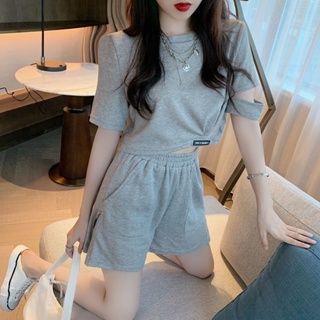 Leisure sports suit women 2022 spring and summer fried street short blouse shows thin high-waisted shorts fashion two-piece fashion