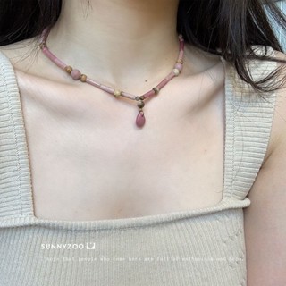 สร้อยคอ ประดับลูกปัดหินธรรมชาติ สีแดง สไตล์โบฮีเมียน แบบดั้งเดิม
